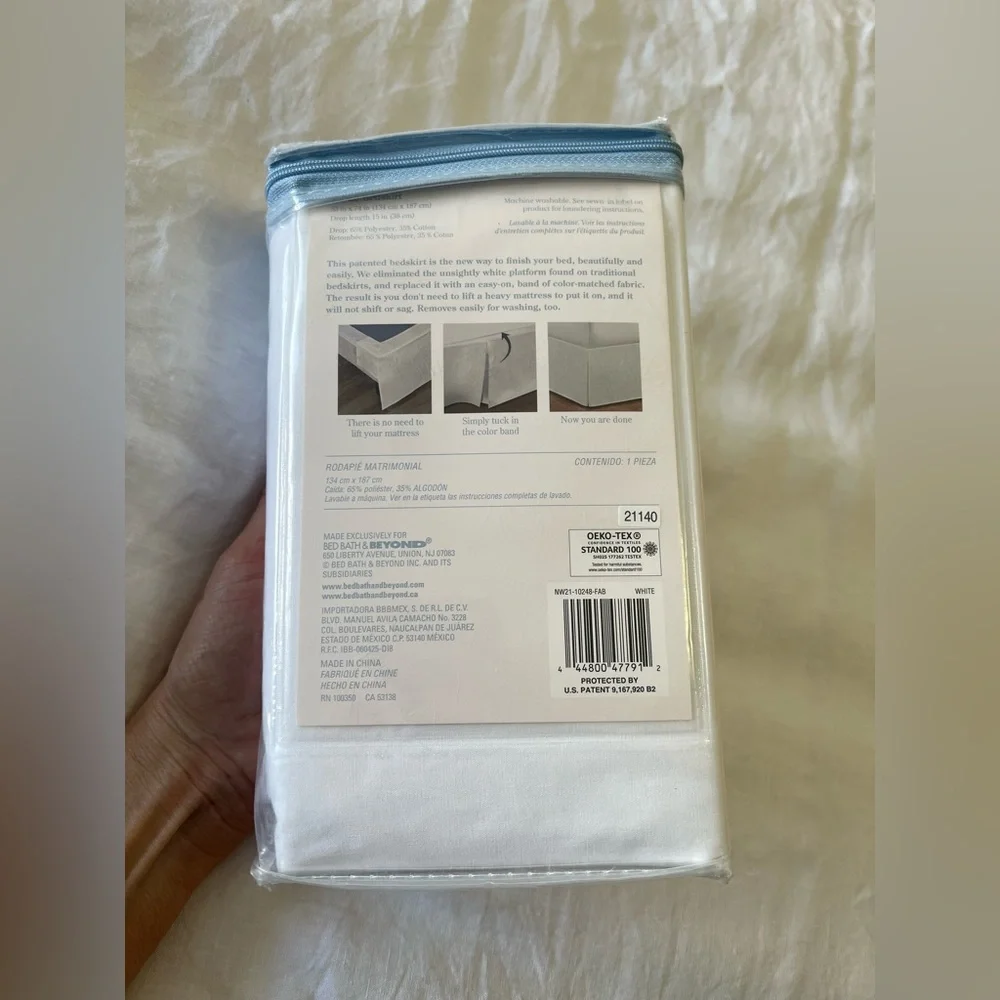Nestwell | Full Size | White Cotton Blend Wraparound Bedskirt 15” Drop NIP